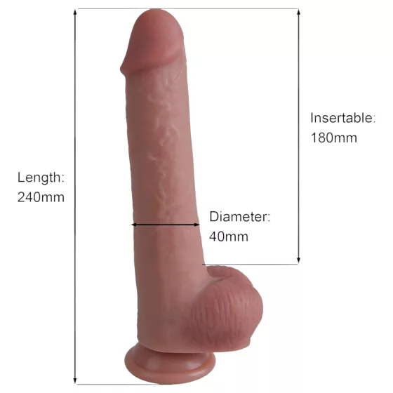 Erospace Natural Play - silikonové dildo 24 cm (tělové barvy)