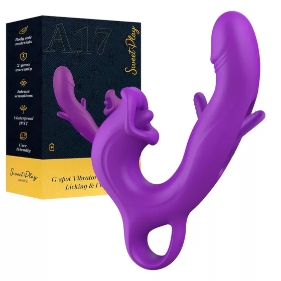 Erospace Sweet Play - jazýčkový stimulátor klitorisu a kývací vibrátor na bod G (fialový)