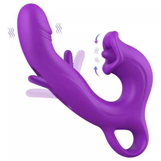 Erospace Sweet Play - jazýčkový stimulátor klitorisu a kývací vibrátor na bod G (fialový)