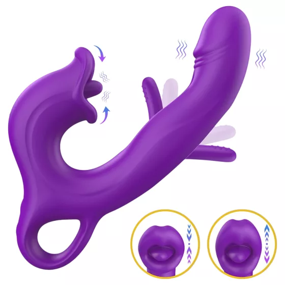 Erospace Sweet Play - jazýčkový stimulátor klitorisu a kývací vibrátor na bod G (fialový)
