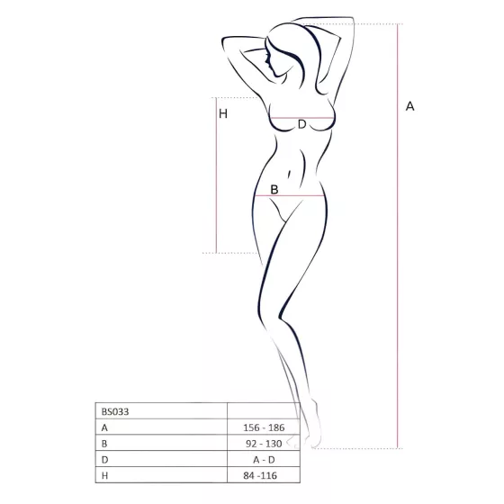Passion BS034 - síťovaný erotický set s růžovým vzorem - černá - S-L