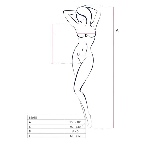 Passion BS035 - ramínkový, otevřený síťovaný body (černý) - S-L