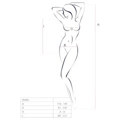  Passion BS035 - ramínkový, otevřený síťovaný body (červený) - S-L