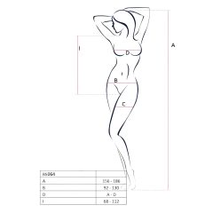 Passion BS064 - otevřený síťovaný body (černý) - S-L