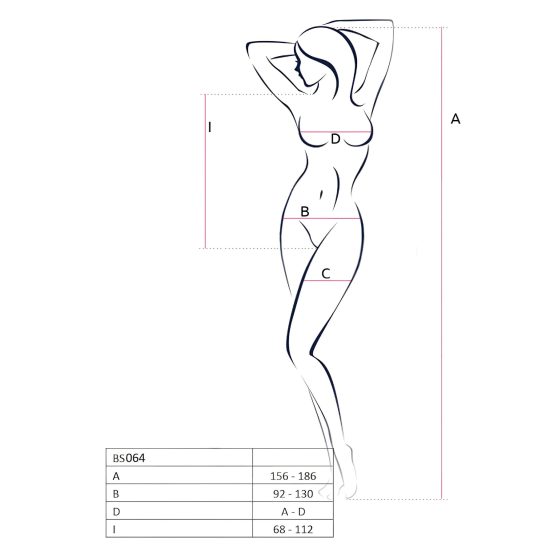 Passion BS064 - otevřený síťovaný body (černý) - S-L