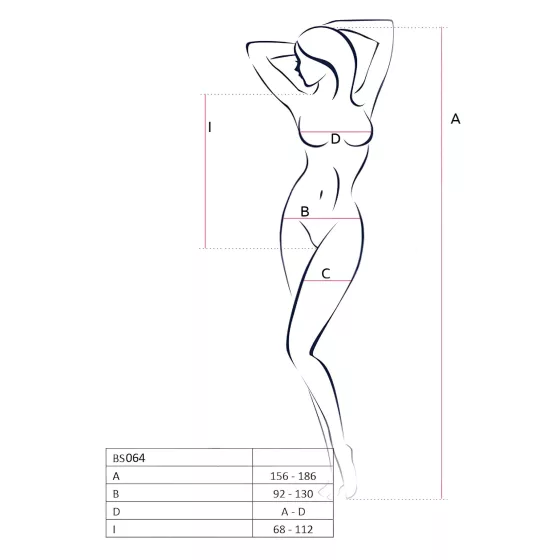 Passion BS064 - otevřené síťované body - černá - S-L