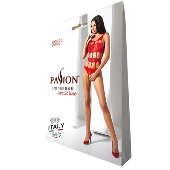 Passion BS083 - síťovaný, otevřený body - červená (S-L)