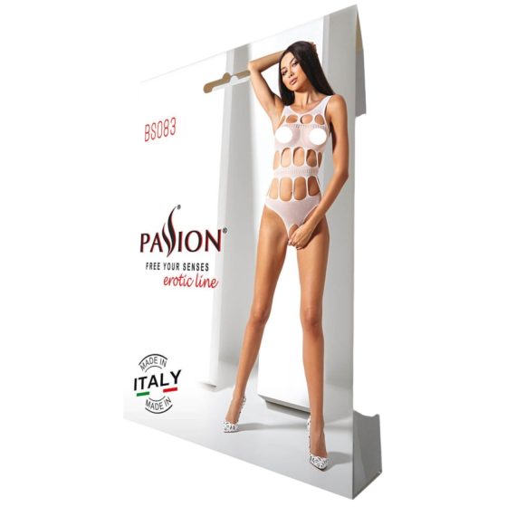 Passion BS083 - dírkované otevřené body (bílá) - S-L