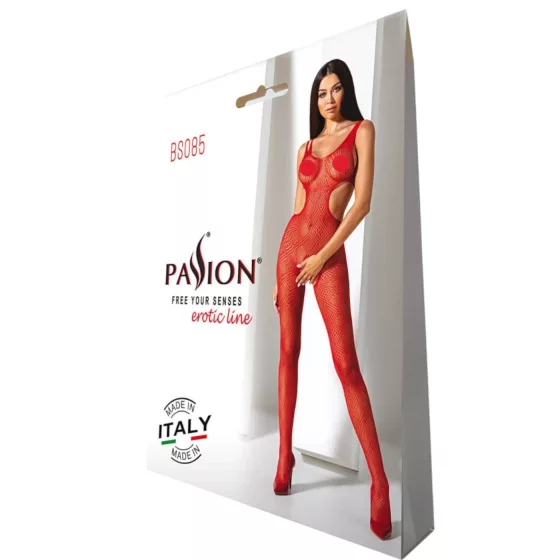 Passion - otevřený overal - mozaikový vzor - červený - S-L