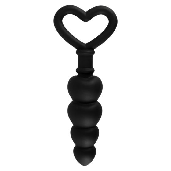 Anální dildo korálkové ve tvaru srdíčka (černé)