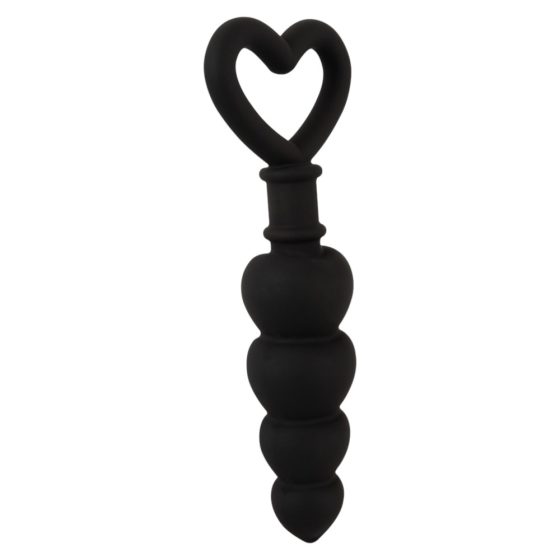 / Anální dildo korálkové ve tvaru srdíčka (černé)