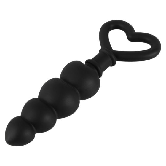 / Anální dildo korálkové ve tvaru srdíčka (černé)