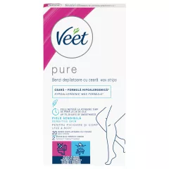   Veet Pure - depilační pásky na nohy a tělo - pro citlivou pokožku (20ks)