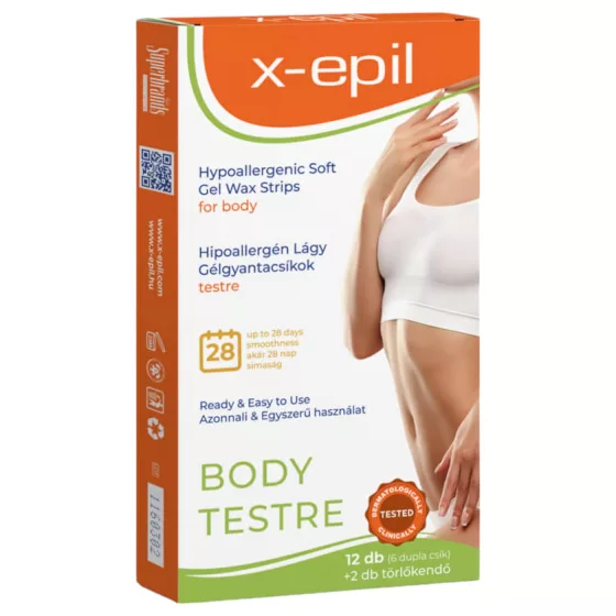 X-Epil - depilační pásky na tělo - hypoalergenní gel - 12 kusů