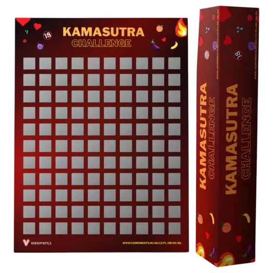 100Moments 100 Kamasutra Challenge - stírací plakát se sexuálními polohami pro páry - A2