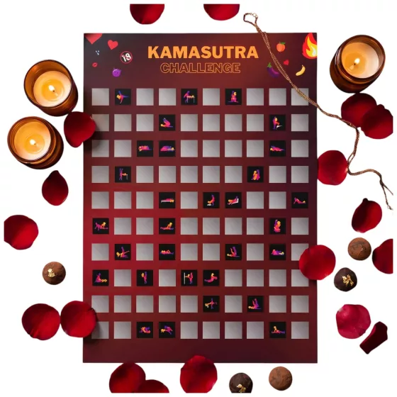 100Moments 100 Kamasutra Challenge - stírací plakát se sexuálními polohami pro páry - A2