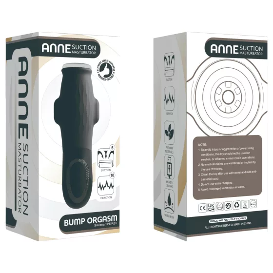 Lonely Anne - masturbátor s vibrací a sání - dobíjecí - černý