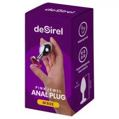   Desirel - anální kolík - růžový šperk M - stříbrná/růžová