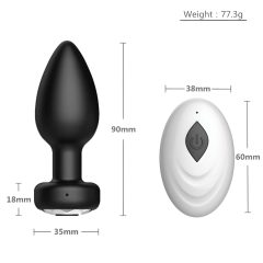   Desirel Easy Obsidian - akumulátorový, rádiový anální vibrátor (černý)