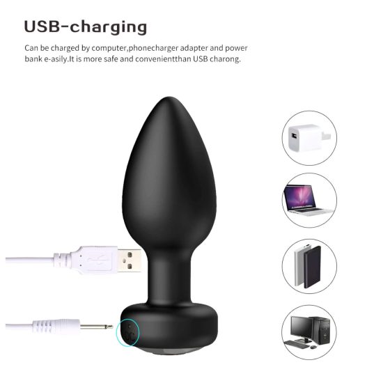 Desirel Easy Obsidian - akumulátorový, rádiový anální vibrátor (černý)