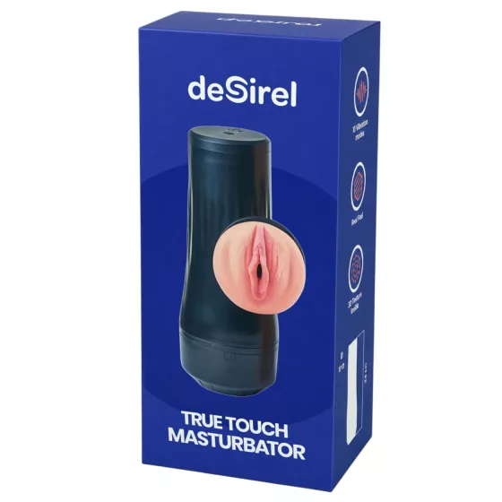 Desirel True Touch - realistická vibrační vagína - tělová/černá