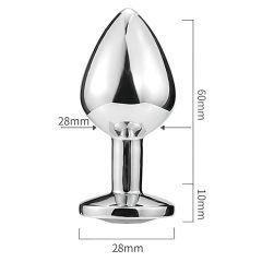   Sunfo - kovový anální kolík srdce tmavě fialový kámen stříbrný