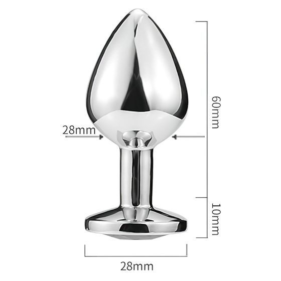 Sunfo - kovový anální kolík srdce tmavě fialový kámen stříbrný