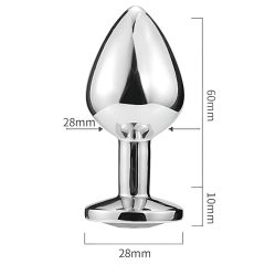   Sunfo - anální šperk kovový se srdcem a fialovým kamenem - stříbrný