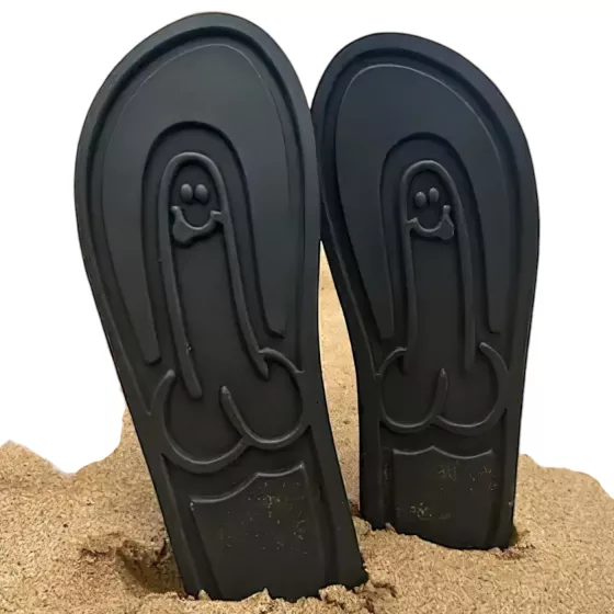 Flip-flop pantofle - penis motiv - černé - 40/41