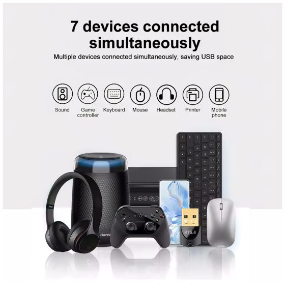 Bluetooth 5.4 USB adaptér pro až 7 zařízení