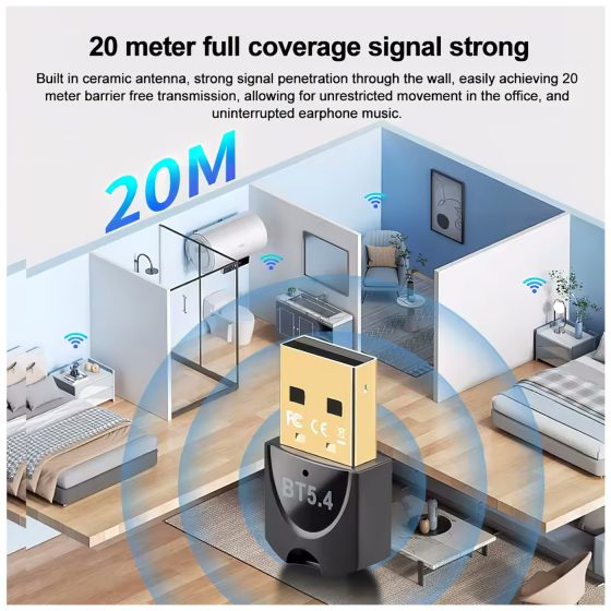 Bluetooth 5.4 USB adaptér pro až 7 zařízení