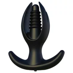   Kangvo - magnetický, nafukovací rýhovaný anální kolík (černý)