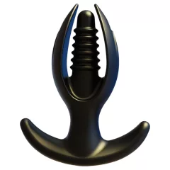   Kangvo - magnetický, nafukovací rýhovaný anální kolík (černý)