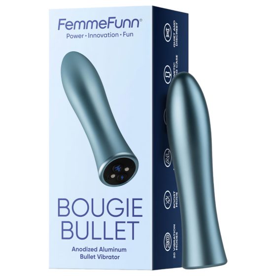 FemmeFunn Bougie - prémiový hliníkový vibrátor (stříbrný)