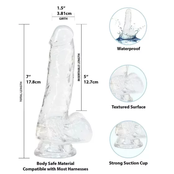 Addiction Crystal - dildo s přísavkou (průhledné) - 18 cm