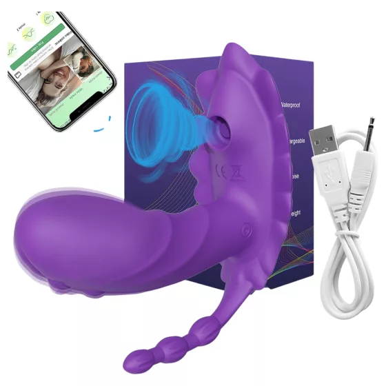 AlvUp - nositelný, aplikací řízený nasazovací vibrátor (fialový)