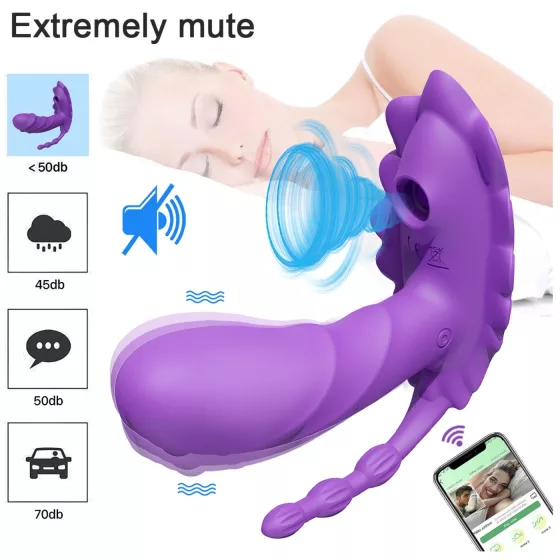 AlvUp - nositelný, aplikací řízený nasazovací vibrátor (fialový)