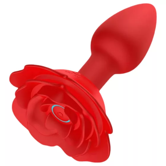 Rose Plug - anální vibrátor na dálkové ovládání, dobíjecí, červený
