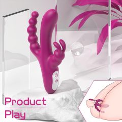   Sex HD Joker - dobíjecí, vodotěsný tříramenný vibrátor (fialový)
