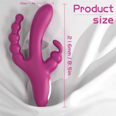   Sex HD Joker - dobíjecí, vodotěsný tříramenný vibrátor (fialový)