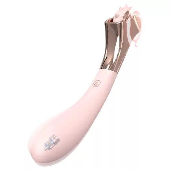 Sex HD - akumulátorový, odolný proti stříkající vodě vibrátor s kolečkem na dráždění (růžový)
