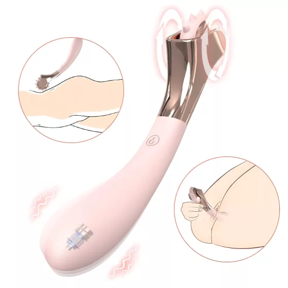 Sex HD - akumulátorový, odolný proti stříkající vodě vibrátor s kolečkem na dráždění (růžový)
