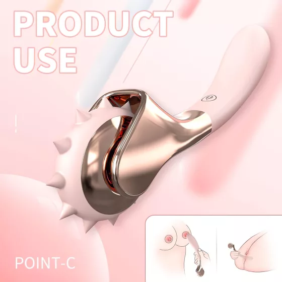 Sex HD - akumulátorový, odolný proti stříkající vodě vibrátor s kolečkem na dráždění (růžový)