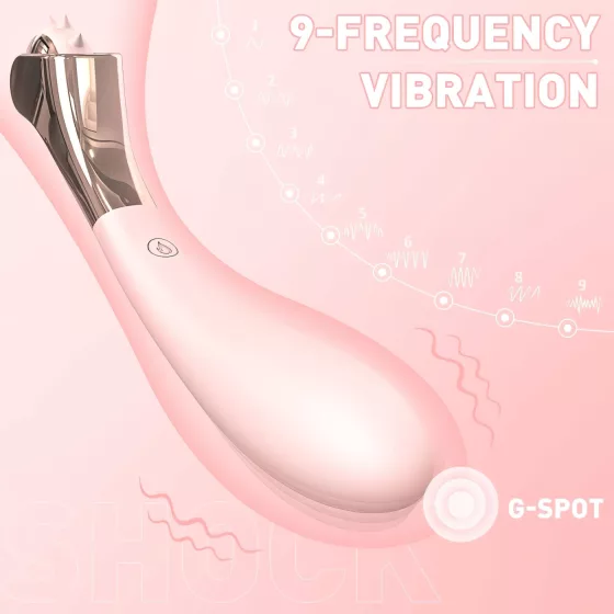 Sex HD - akumulátorový, odolný proti stříkající vodě vibrátor s kolečkem na dráždění (růžový)