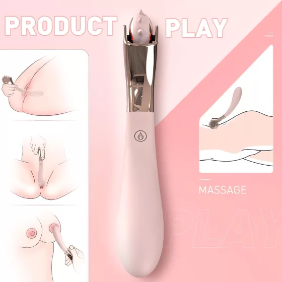 Sex HD - akumulátorový, odolný proti stříkající vodě vibrátor s kolečkem na dráždění (růžový)
