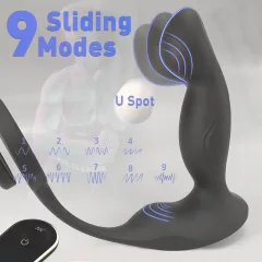   Sex HD Virgil - vibrátor na prostatu s kroužky na penis a varlata - černý