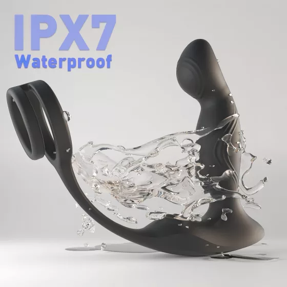 Sex HD Virgil - vibrátor na prostatu s kroužky na penis a varlata - černý