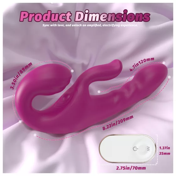 SEX HD Co-op Bliss - připínací vibrátor s klitoriálním ramenem - fialový