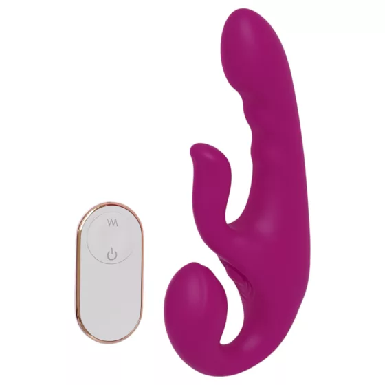 SEX HD Co-op Bliss - připínací vibrátor s klitoriálním ramenem - fialový