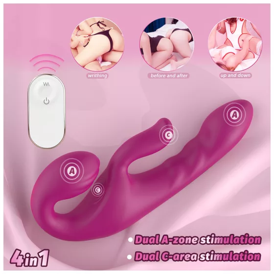SEX HD Co-op Bliss - připínací vibrátor s klitoriálním ramenem - fialový